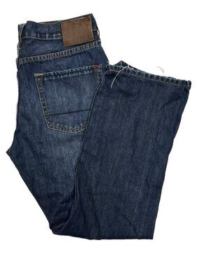 DH3 Men 34X30 Jake Straight Blue Jeans Distressed Hemmed